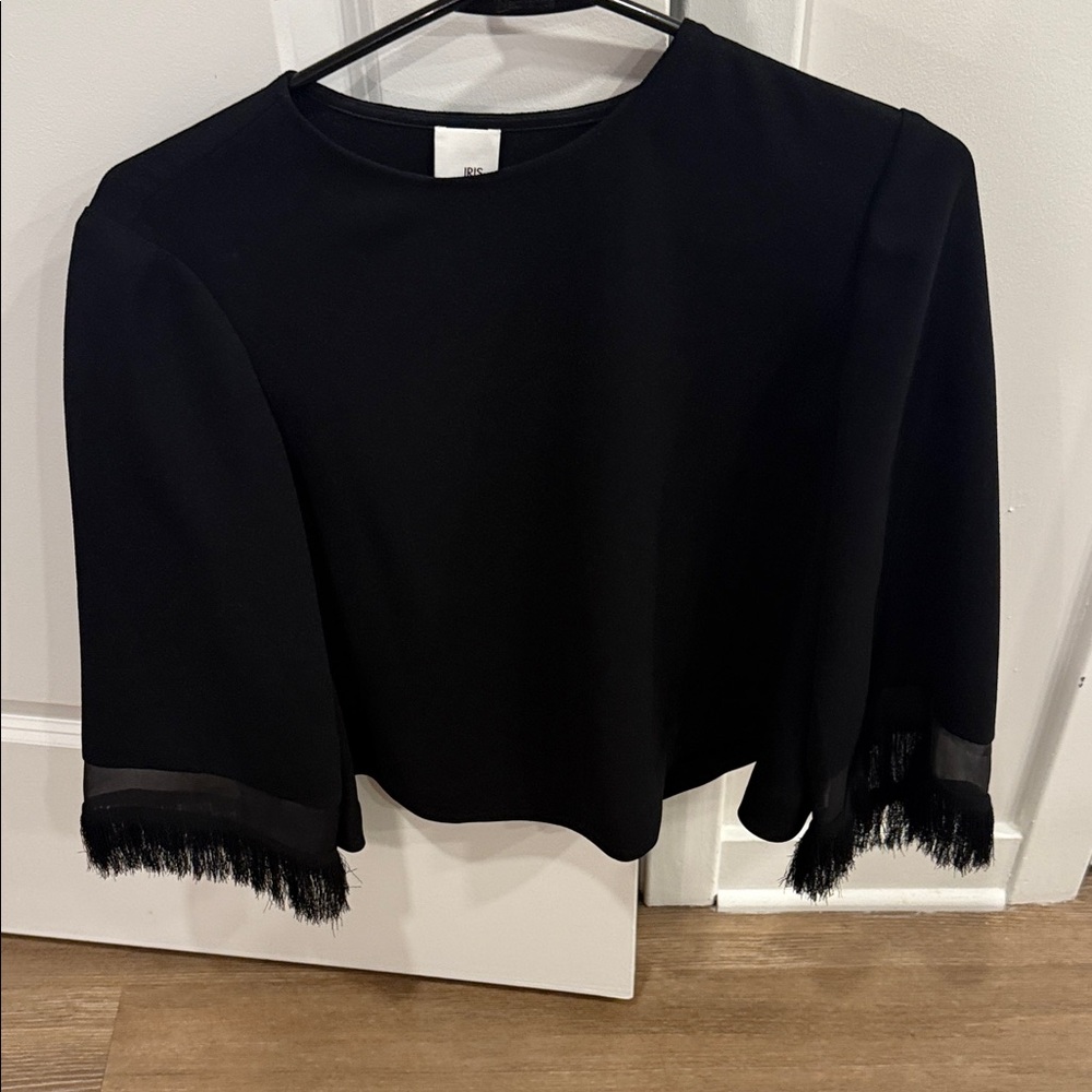 Iris and ink Black Women's Top with Fringe Detail